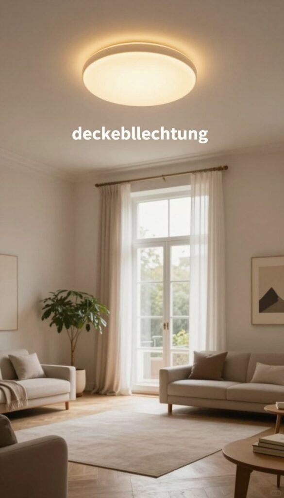 A beautifully designed interior room showcasing "decke beleuchtung" that enhances the sense of height and airiness. In the foreground, soft glowing ceiling lights emit warm, inviting light, illuminating an open space with elegant, minimalist furniture in muted tones. The middle ground features tall windows with sheer curtains, allowing natural light to filter in, contributing to an uplifting ambiance. In the background, subtle decorative elements, like indoor plants and artwork, create a harmonious balance without overwhelming the scene. The overall mood conveys tranquility and sophistication, reminiscent of a Pinterest-inspired aesthetic. The image should reflect the brand essence of "WohnKiste," emphasizing warmth and authenticity, free from any text or branding overlays. A beautifully designed interior room showcasing "decke beleuchtung" that enhances the sense of height and airiness. In the foreground, soft glowing ceiling lights emit warm, inviting light, illuminating an open space with elegant, minimalist furniture in muted tones. The middle ground features tall windows with sheer curtains, allowing natural light to filter in, contributing to an uplifting ambiance. In the background, subtle decorative elements, like indoor plants and artwork, create a harmonious balance without overwhelming the scene. The overall mood conveys tranquility and sophistication, reminiscent of a Pinterest-inspired aesthetic. The image should reflect the brand essence of "WohnKiste," emphasizing warmth and authenticity, free from any text or branding overlays.