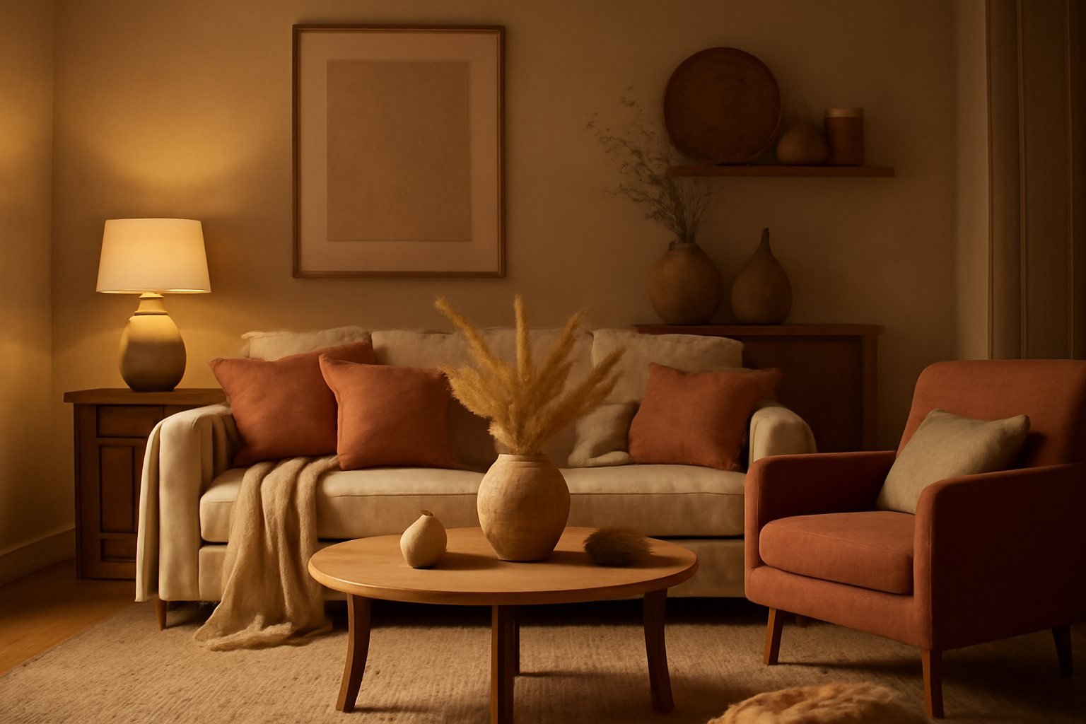 So gestaltest du dein Wohnzimmer mit warmen Farben