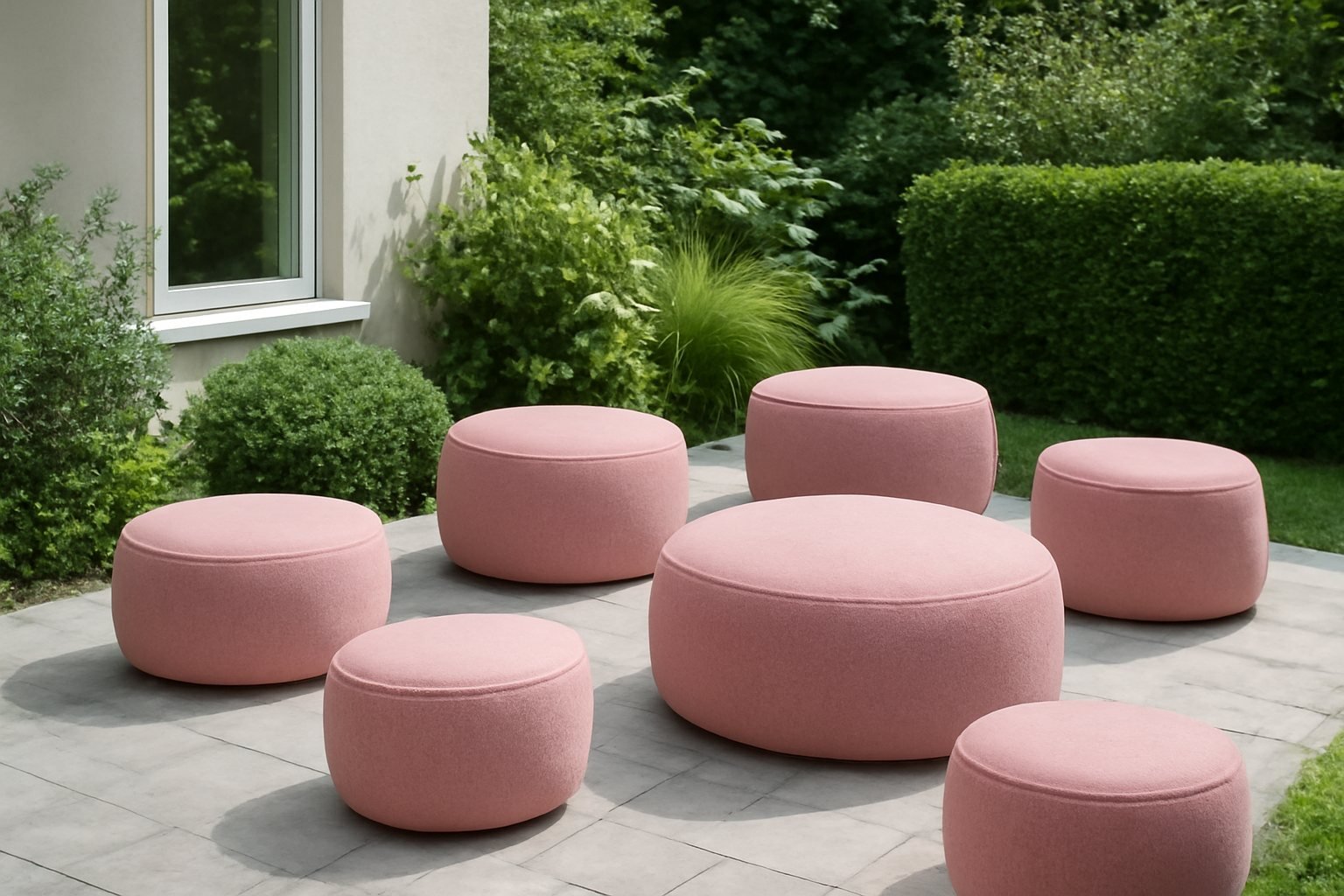 Gemütliche Poufs für den Abend im Freien