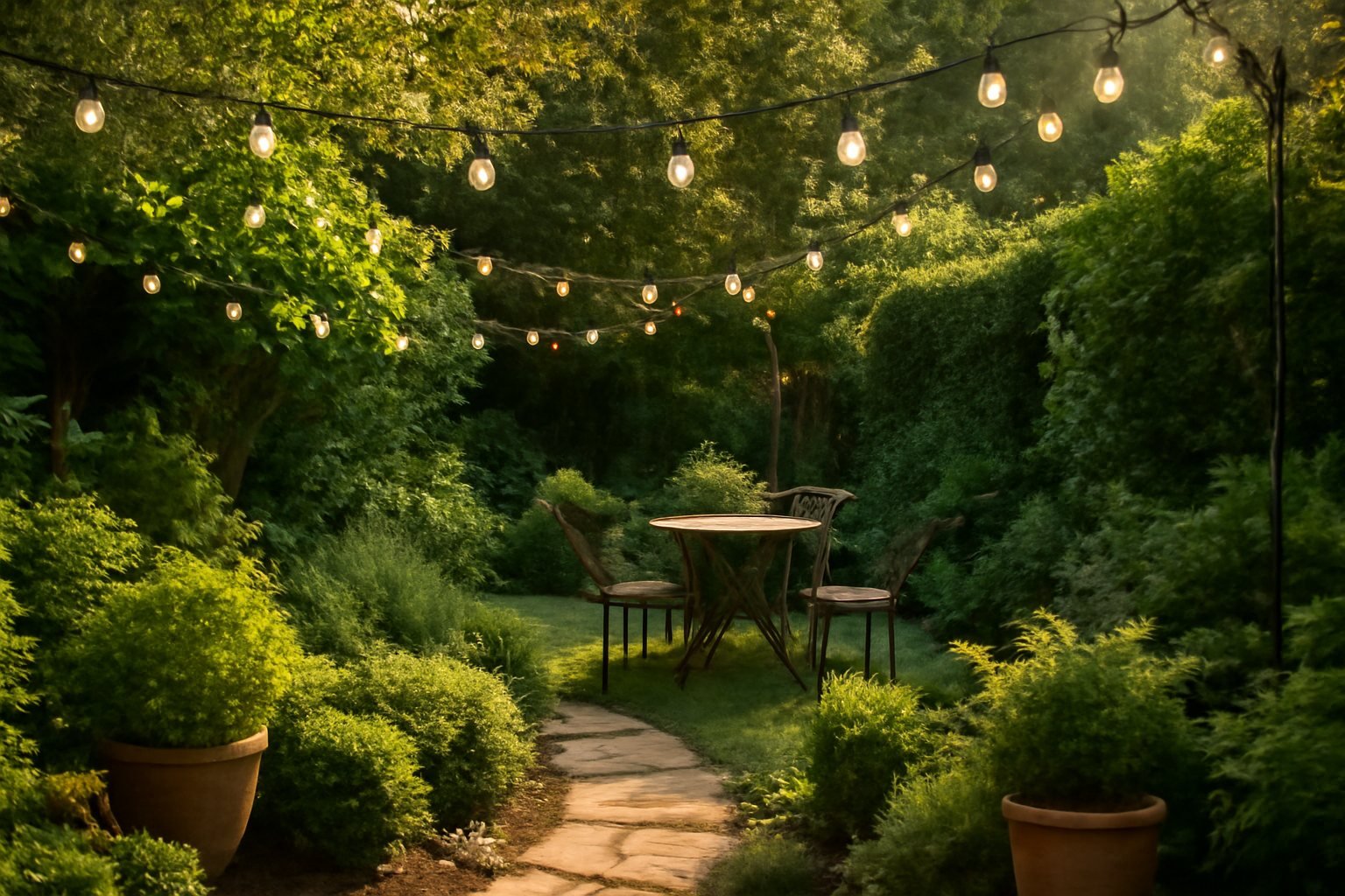 Lichterketten für saisonale Feste im Garten