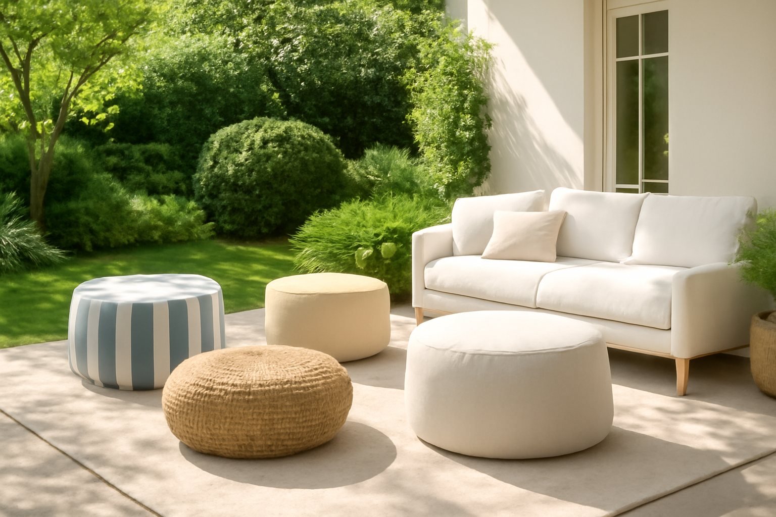 Die besten Materialien für Outdoor-Poufs
