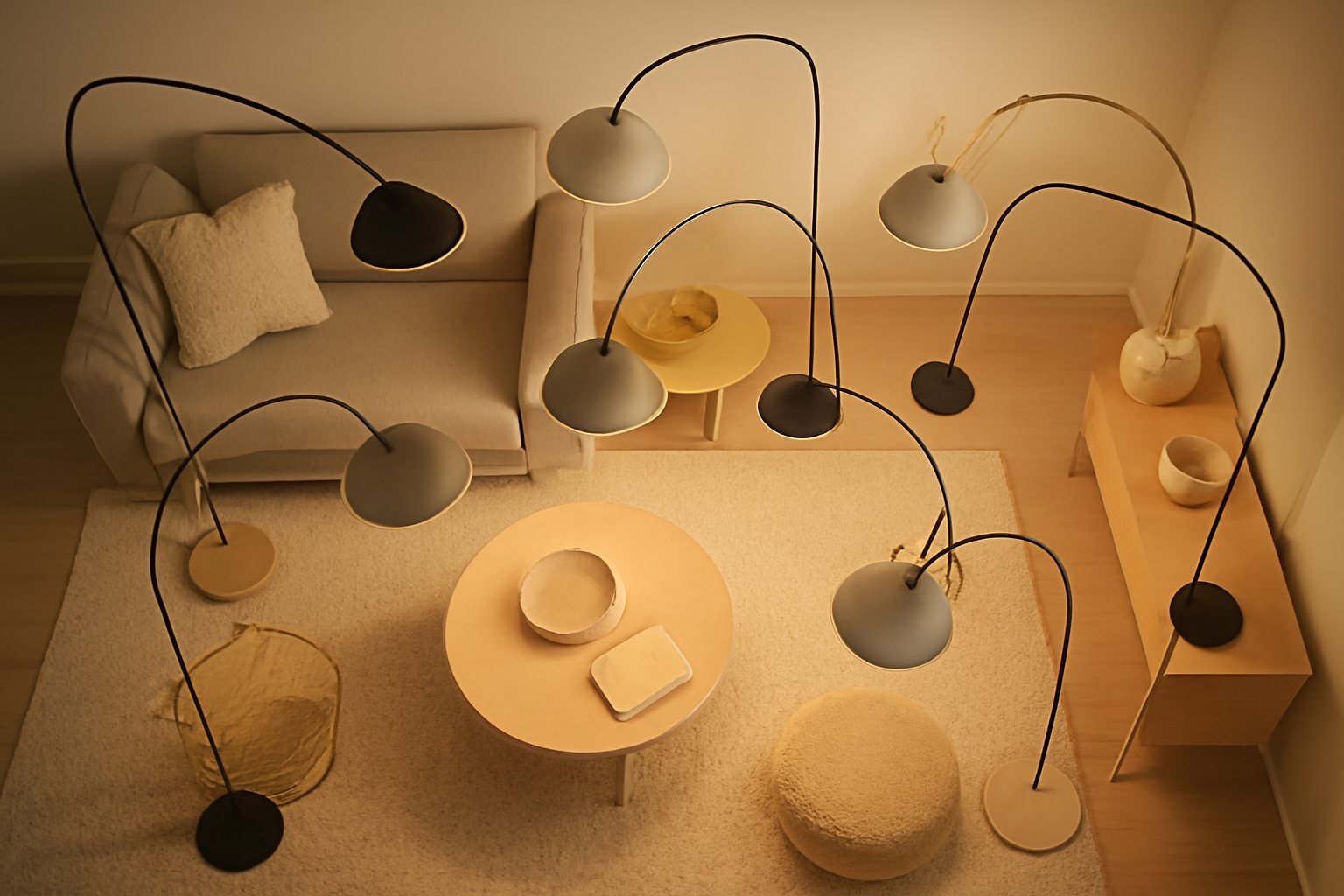 Bogenlampen im skandinavischen Design