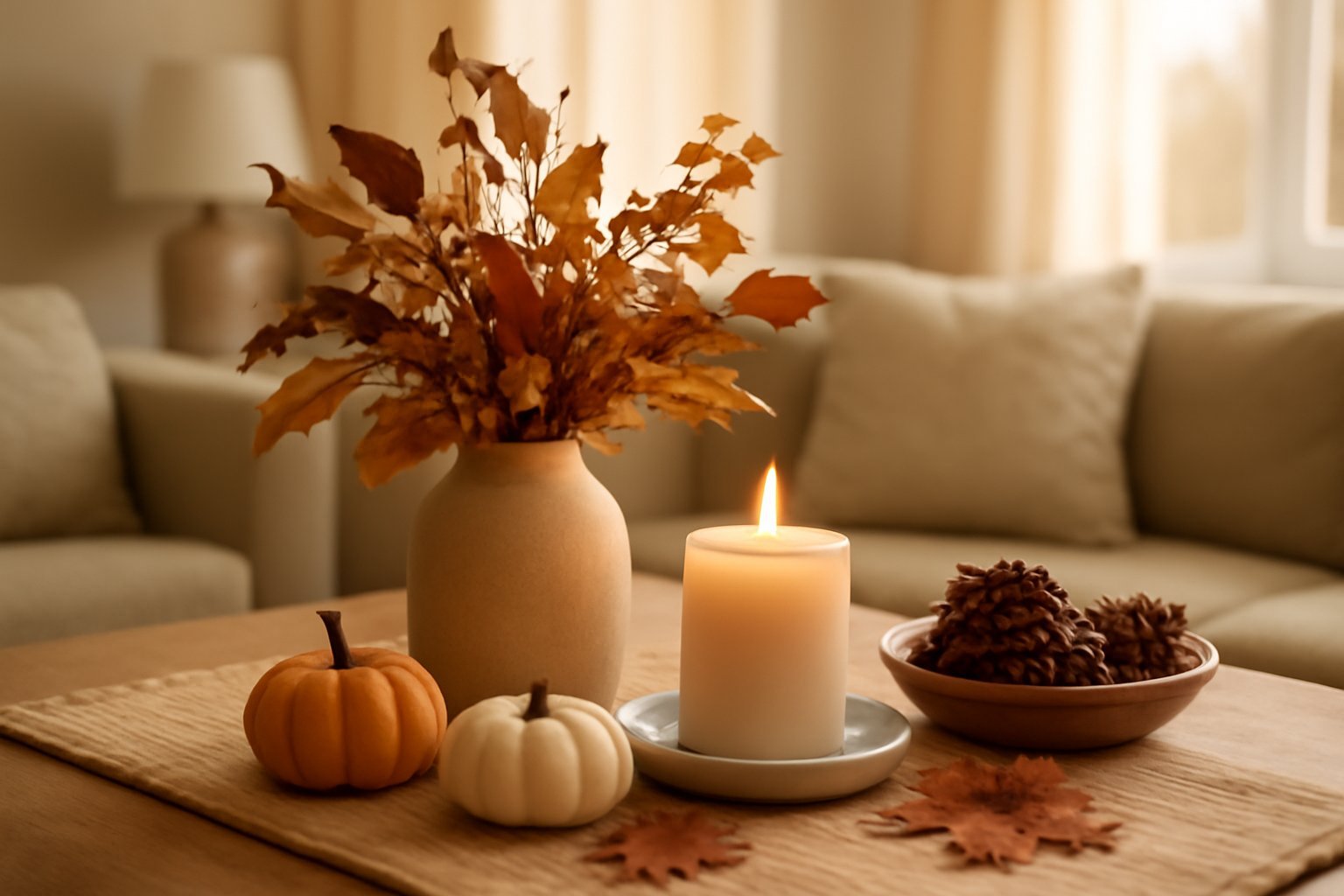 Herbstliche Tischdekoration für gemütliche Abende