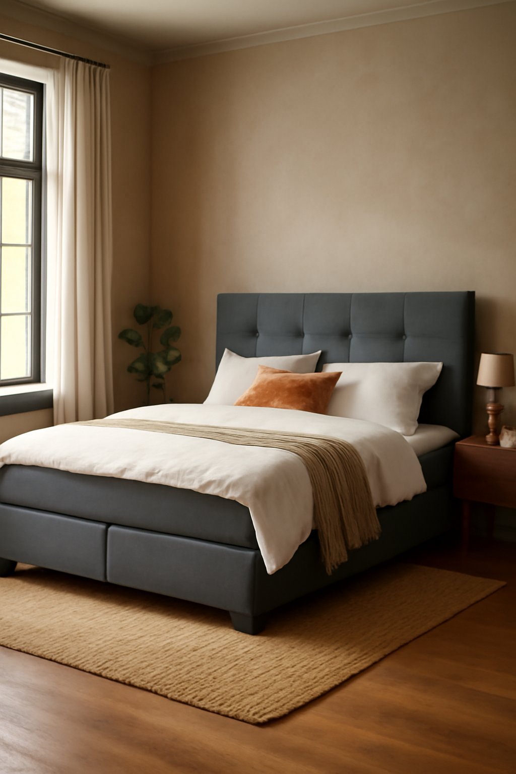 Kompaktes Boxspringbett grau 140x200