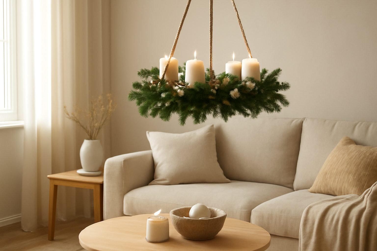 Adventskranz Holz Hängend — 17 einfache Varianten