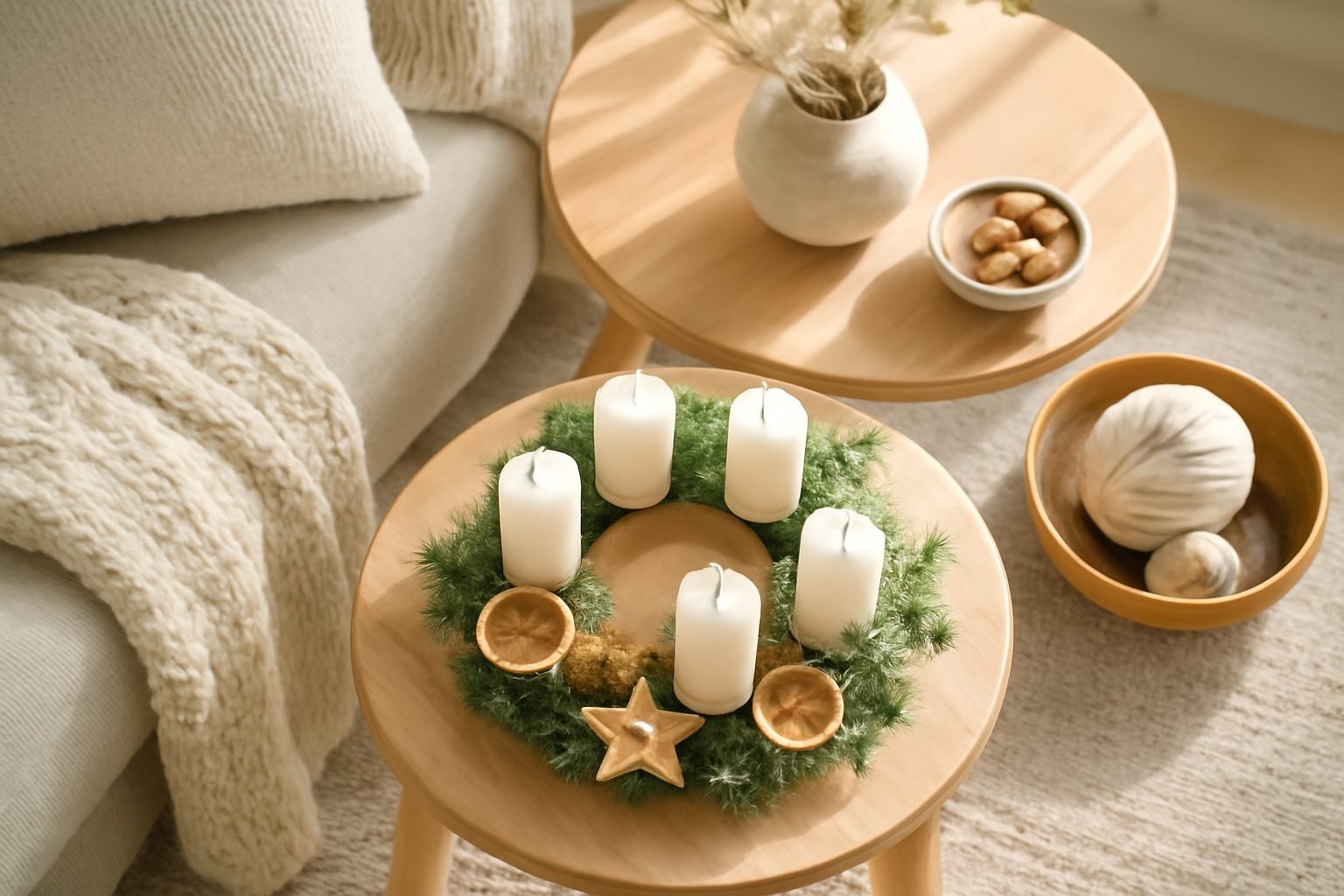 Adventskranz Holz Skandinavisch ohne teure Anschaffung