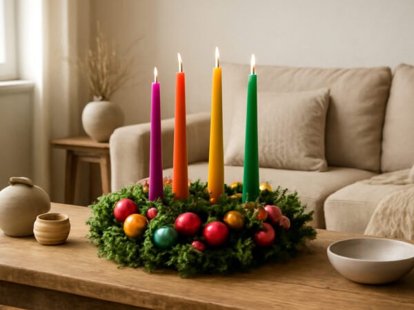 Adventskranz modern bunt — der Weg zum Ergebnis