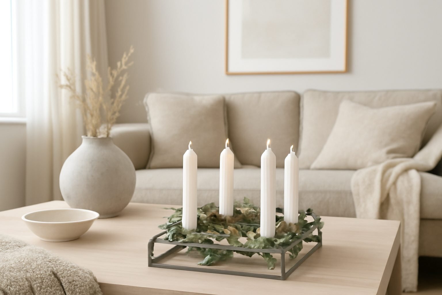 Adventskranz modern eckig: 12 Ideen für wenig Geld