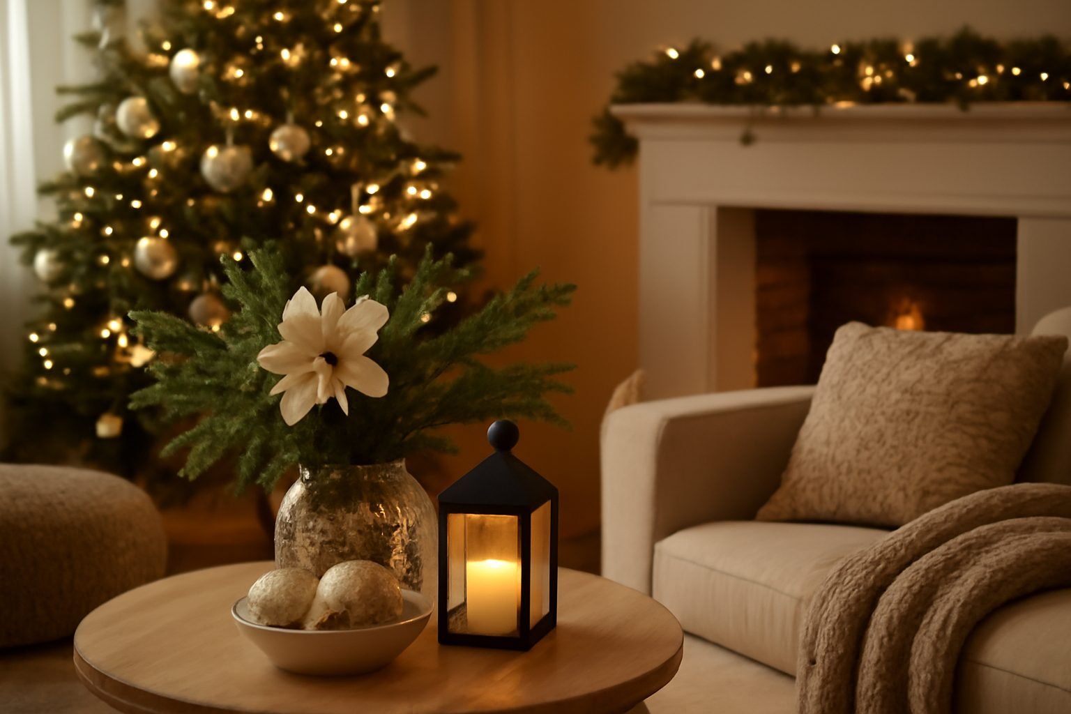 Gemütliches Wohnzimmer Weihnachten — 15 einfache Varianten