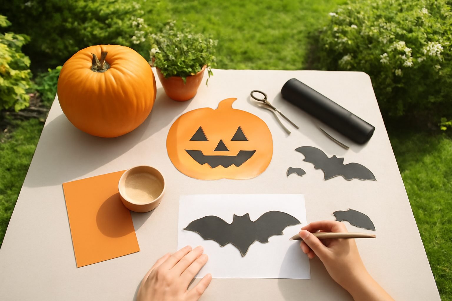 Halloween basteln Dekoration für draußen in 6 Schritten