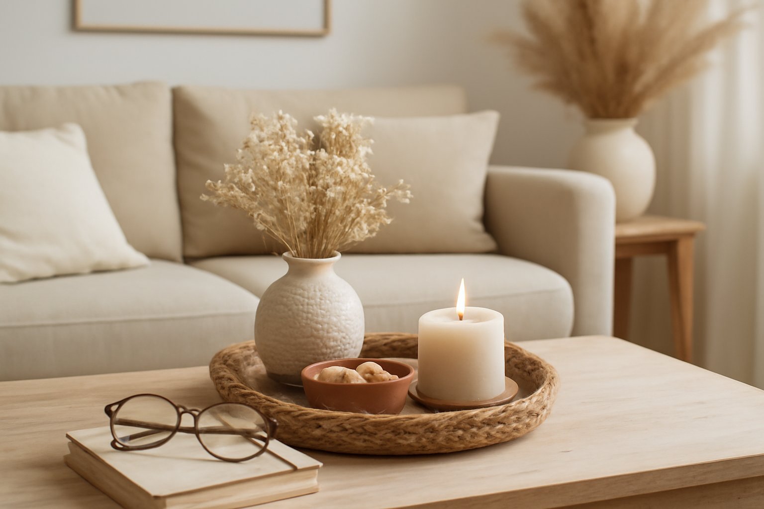 Couchtisch Tablett rund Holz