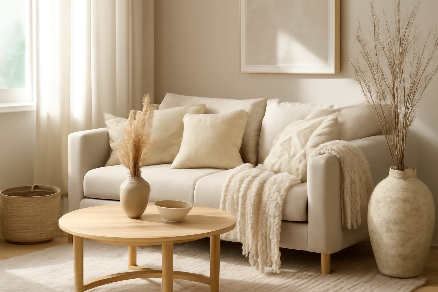 Kuschelige Textilien Wohnzimmer Herbst