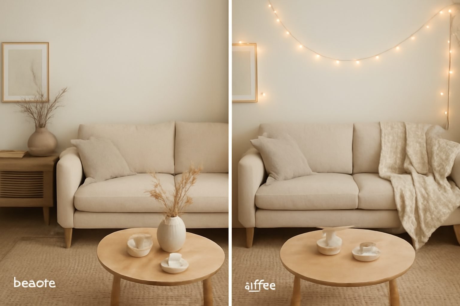 Lichterkette außen anbringen Tipps: vorher und nachher