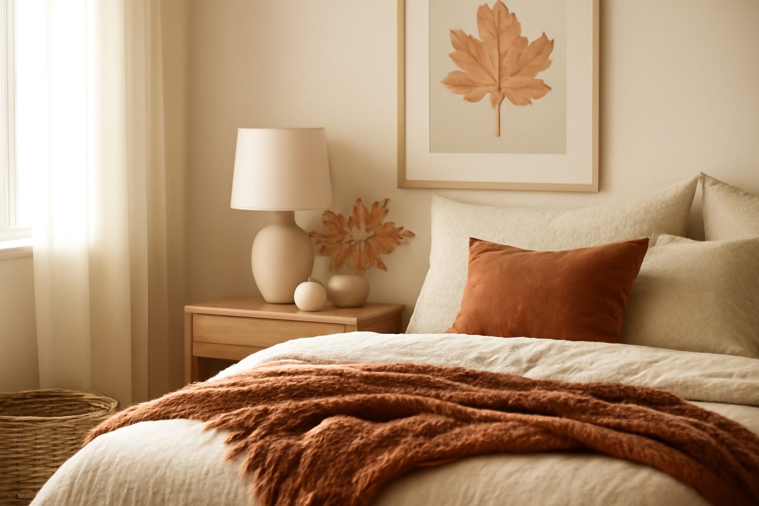 Schlafzimmer gemütlich machen Herbst — 15 einfache Varianten