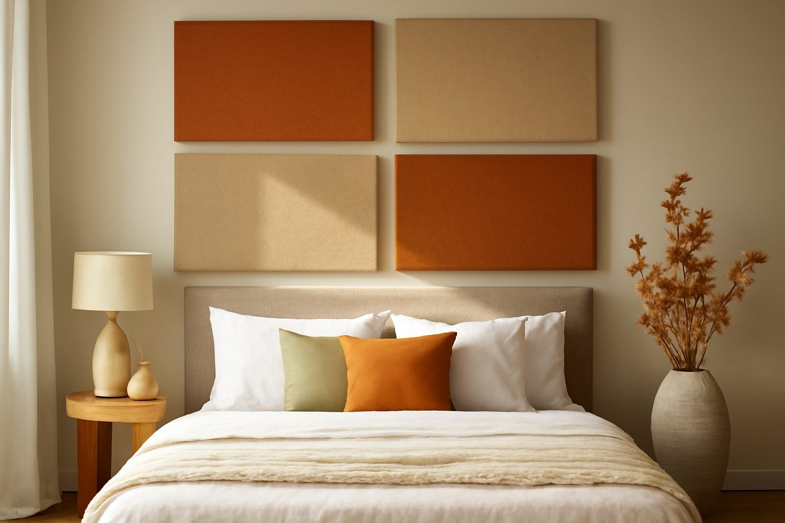 Schlafzimmer Ideen Akustikpaneele Hinter Bett