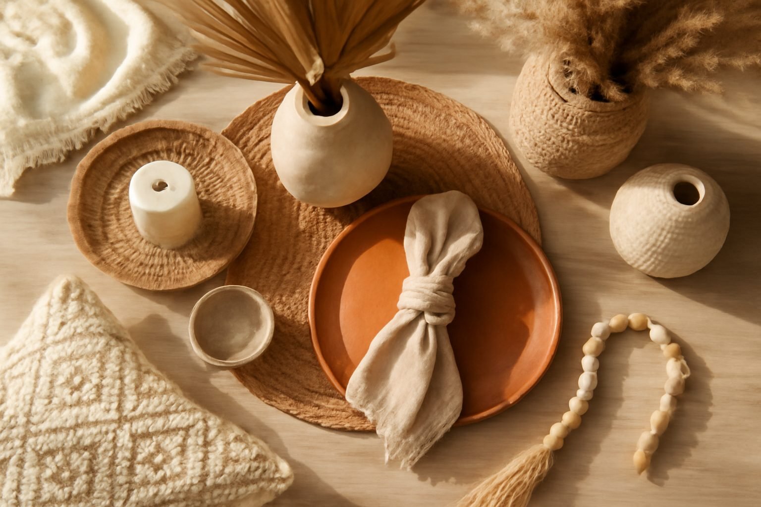 Silvester Tischdekoration im Boho Stil: vorher und nachher