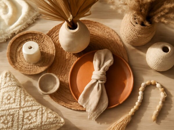 Silvester Tischdekoration im Boho Stil: vorher und nachher