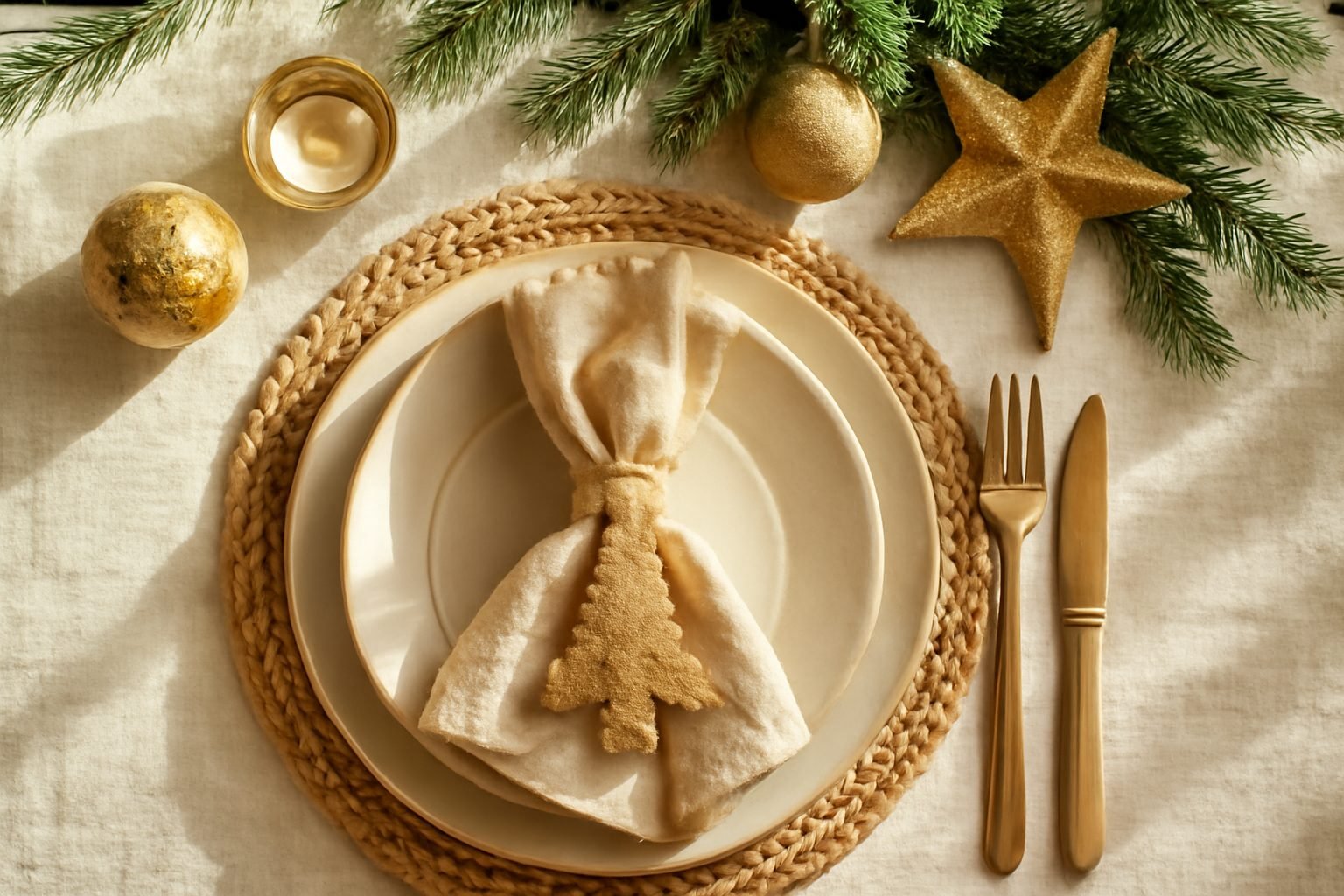 Tischdeko Weihnachten Gold: vorher und nachher