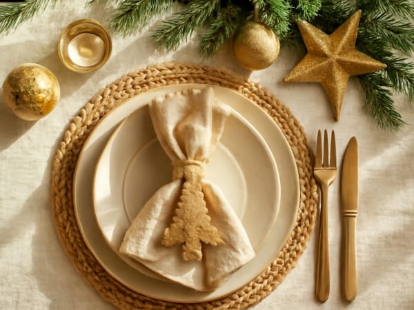 Tischdeko Weihnachten Gold: vorher und nachher