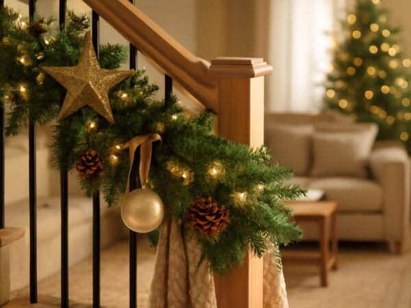 Treppengeländer Weihnachtlich dekorieren in 6 Schritten