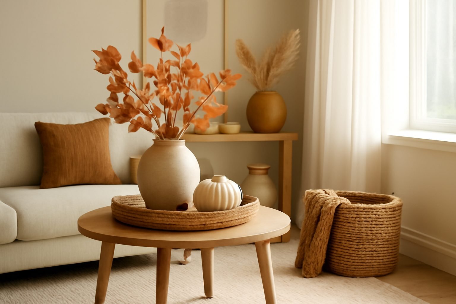 Wohnzimmer Herbstdeko Herbst Dekoration